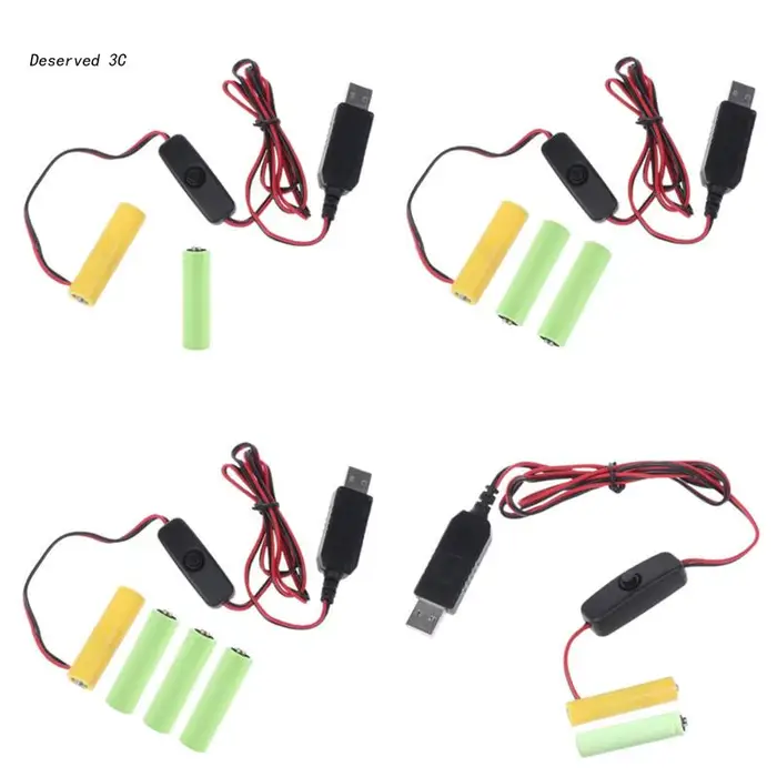 Câble d'alimentation USB universel 3/4.5/6V, AA LR6 3V, éliminateur de piles AAA, avec interrupteur