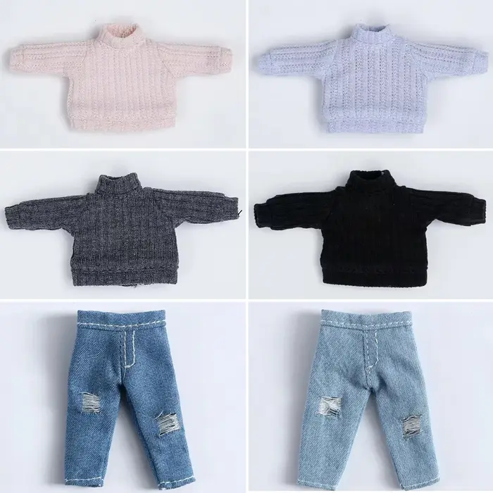 Ob11 poupée vêtements d'hiver pull tricoté vêtements poupée jeans décontractés vêtements shorts pour