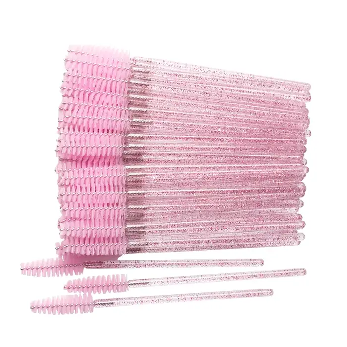 Pinceaux de maquillage jetables en cristal, 50 pièces, brosse à sourcils, poignée en diamant, applic