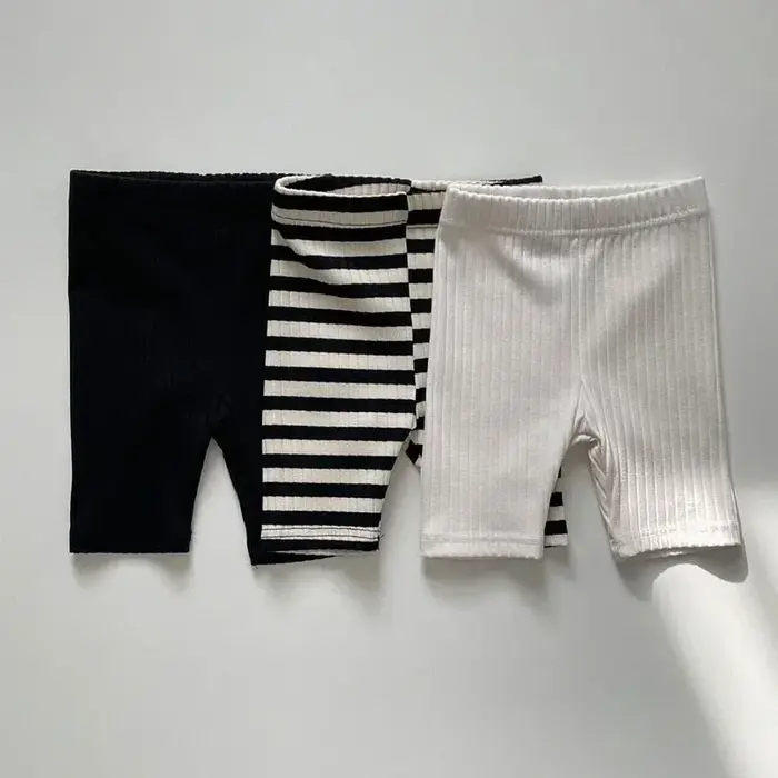Été nouveaux enfants solide Shorts coton filles Leggings rayé bébé Stretch pantalon infantile enfant