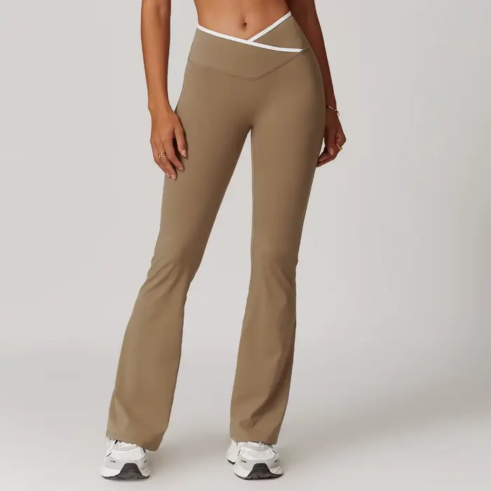 Leggings de yoga évasés pour femmes, pantalons de fitness taille haute, collants de yoga à cloche, p