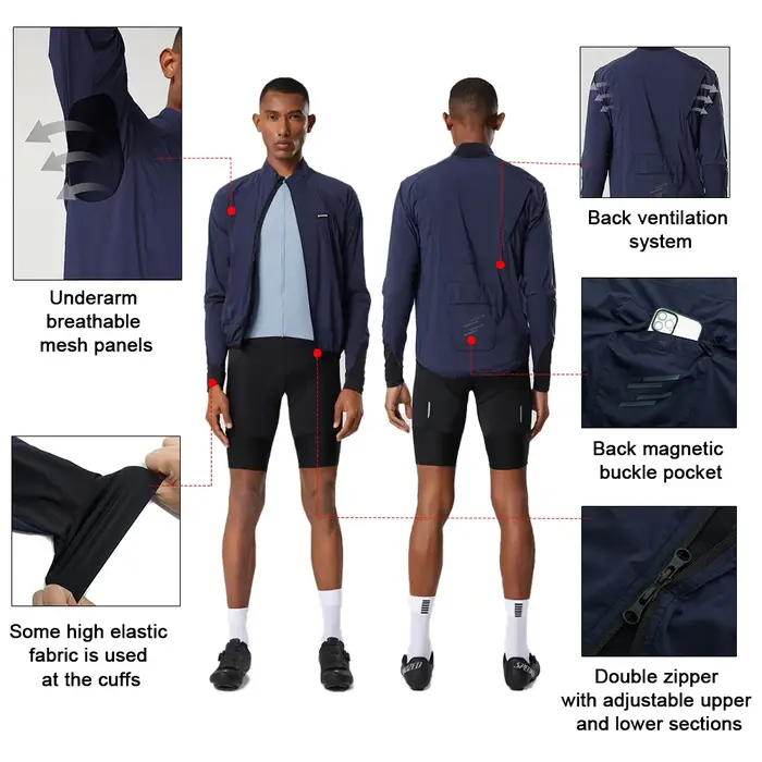 YKYWBIKE – veste coupe-vent de cyclisme pour hommes, maillot coupe-vent à manches longues, respirant