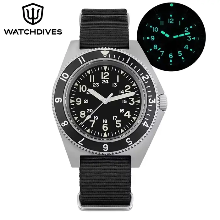 Watchdives WD1972 montre à Quartz VH31 balayage secondes mouvement saphir cristal BGW9 lumineux 20Ba