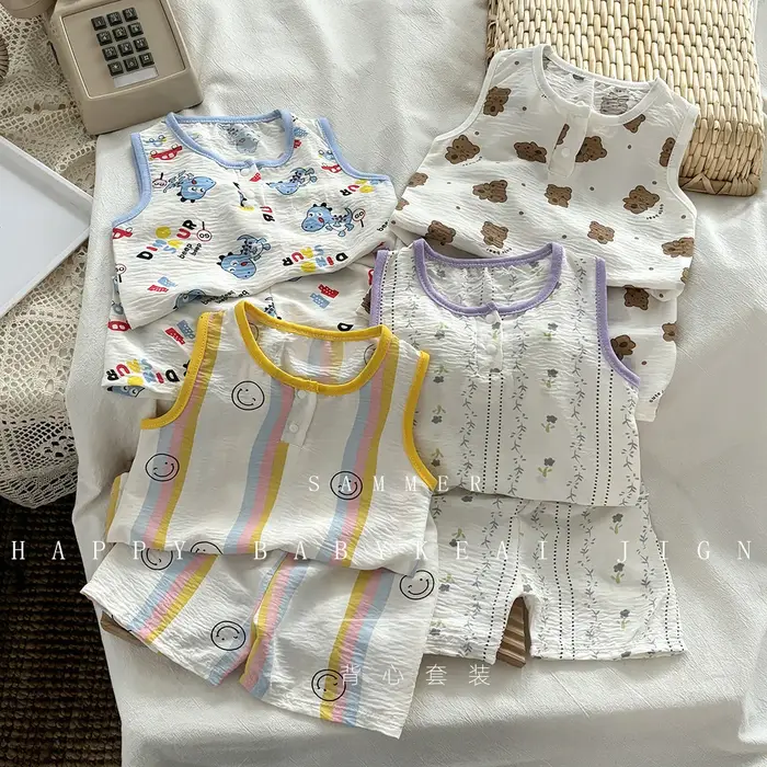 Ensemble deux pièces pour garçons et filles, gilet et short décontractés pour bébé, nouvelle Version