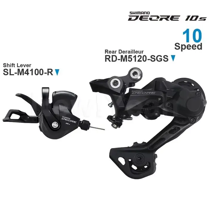 Groupe Shimano Deore 10 vitesses levier M4100 et dérailleur M5120 SGS pièces origine VTT