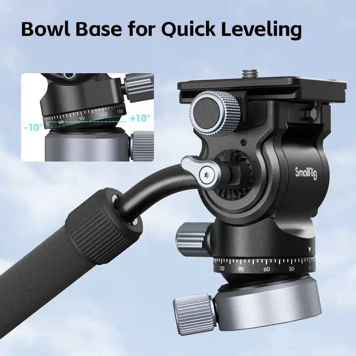 SmallRig – trépied tête vidéo fluide avec Base de nivellement, plaque à dégagement rapide CH20 pour 