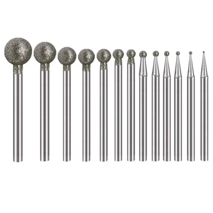 Foret de ponçage rond en diamant de 0.5 à 8mm, 5 pièces, tête de meulage de coupe, tige de 2.35mm po