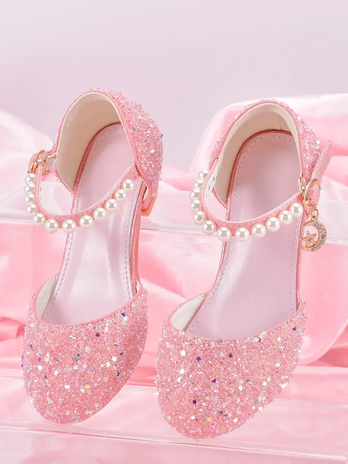 Chaussures à talons hauts de Style princesse pour filles, avec décoration pendentif étoile brillante