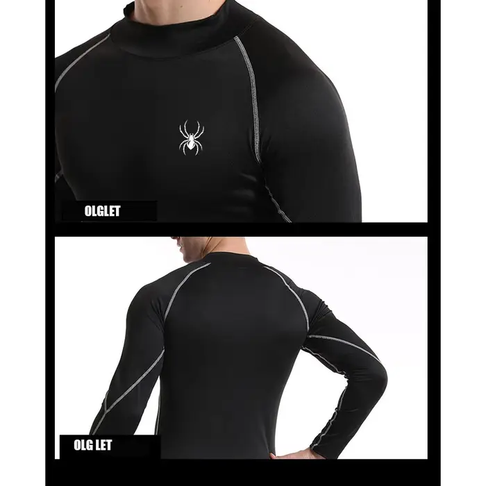 T-shirt moulant manches longues hommes - Maillot corps compression fitness sport