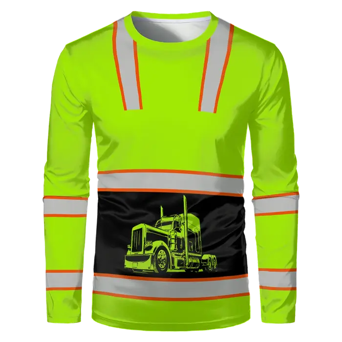 T-shirt de construction pour hommes ample décontracté col rond manches longues vêtement de travail confortable et respirant occasions professionnelles