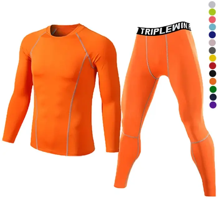 Dean M-Survêtement de sport à manches longues pour homme, ensemble t-shirt et leggings de fitness, y