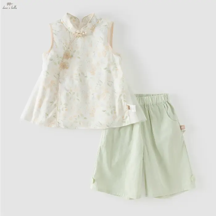 Dave Bella Ensemble chemise et pantalon pour enfants, hauts sans manches et pantalons pour filles, c
