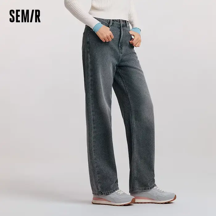 SEMIR-Jean Confortable à Jambes Larges pour Femme, Pantalon Effiloché, FjDenim, Nouvelle Collection 