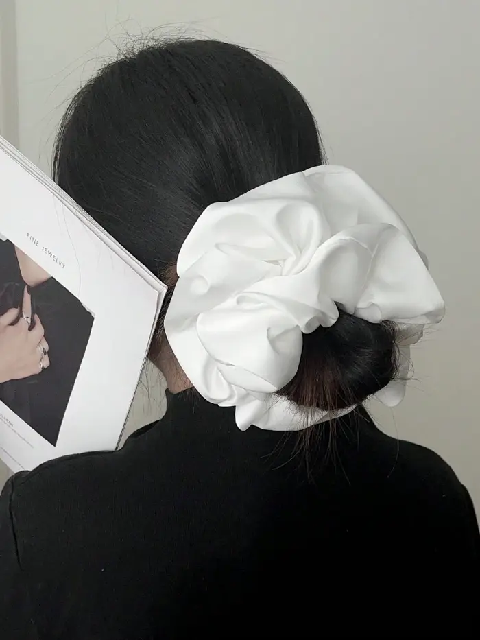 Chouchou en fausse soie Extra Large pour femmes, 1 pièce, pelucheux, haute élasticité, doux et soyeu