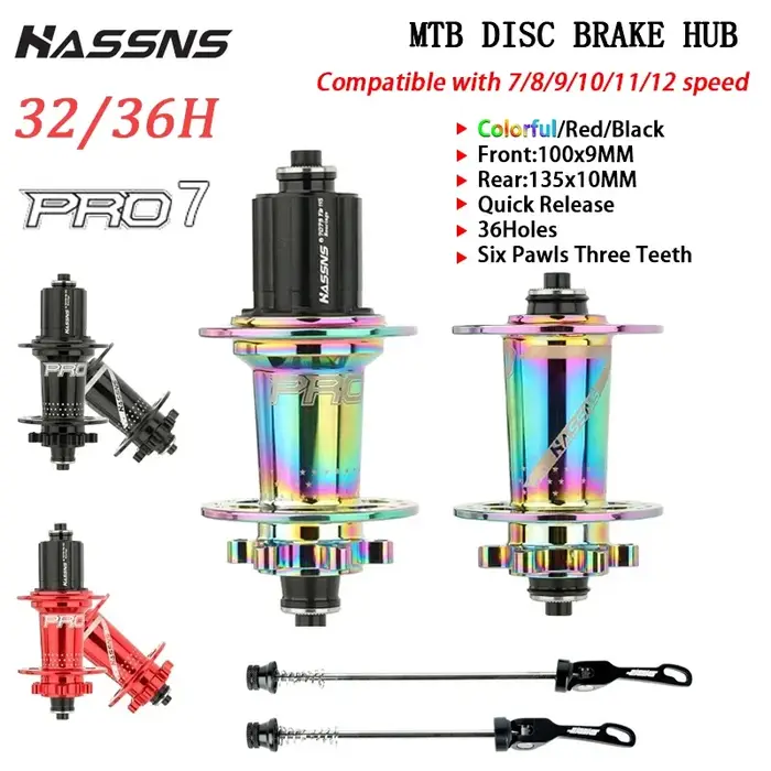 HASSNS PRO7 moyeu vtt 32 36 trous portant vélo moyeu libre moyeu arrière dégagement rapide 32H 36H q