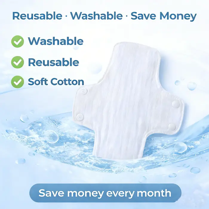 BIAI 5 pièces de coussinets en coton réutilisables lavables, doux pour la peau, coussinets en tissu 