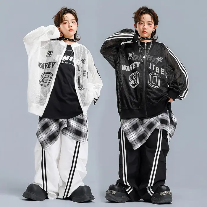Enfants garçons filles Streetwear Hiphop maille Baseball veste pantalon ensembles enfants manteau pa