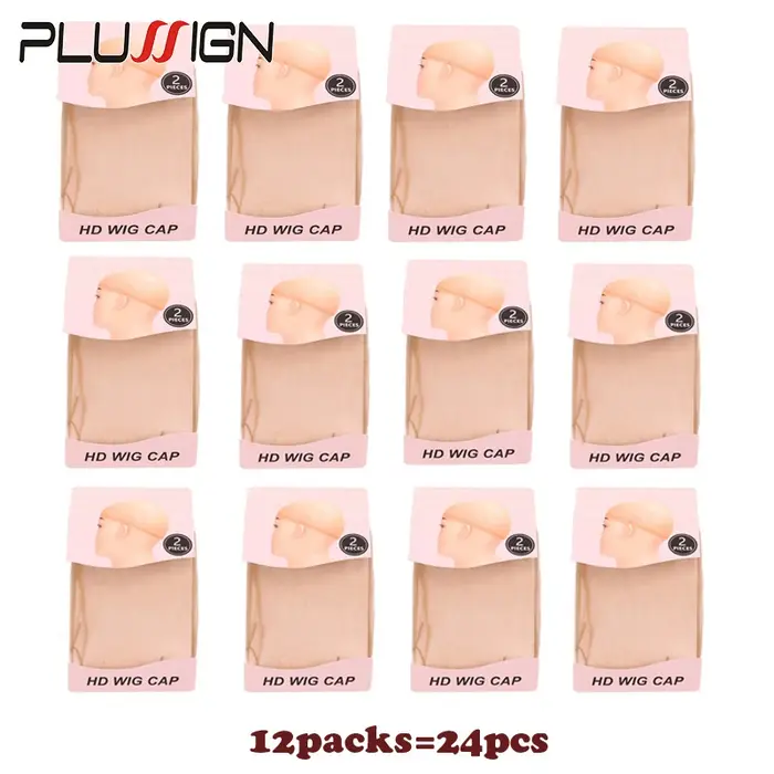 Plussign 12 pièces Hd bonnet de perruque pour faire du Style de cheveux naturels bonnets de perruque