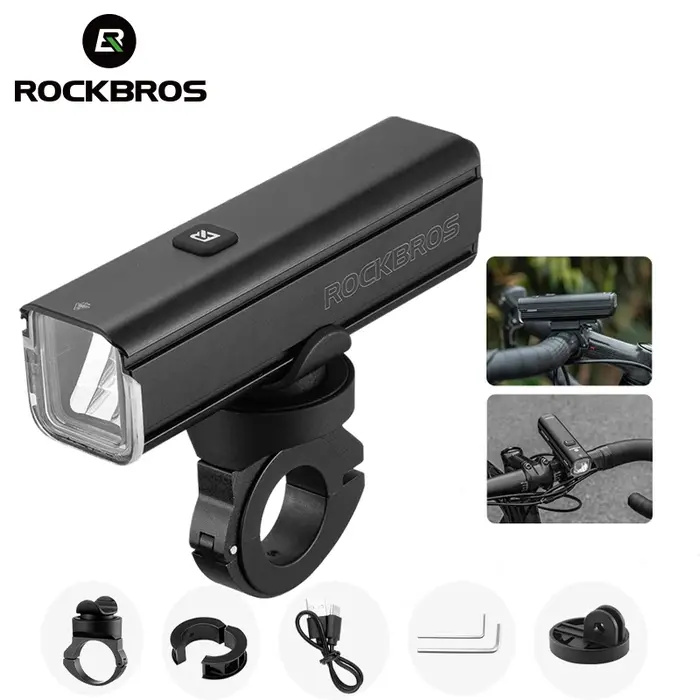 ROCKBROS – lumière de vélo 1000lm 4500mAh, lampe de poche IPX6, feu avant en aluminium, charge de Ty