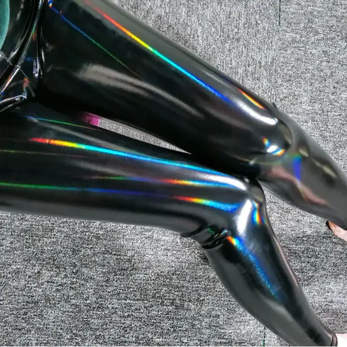 Leggings en cuir brillant coloré pour femmes, pantalon en cuir extensible réfléchissant miroir noir,