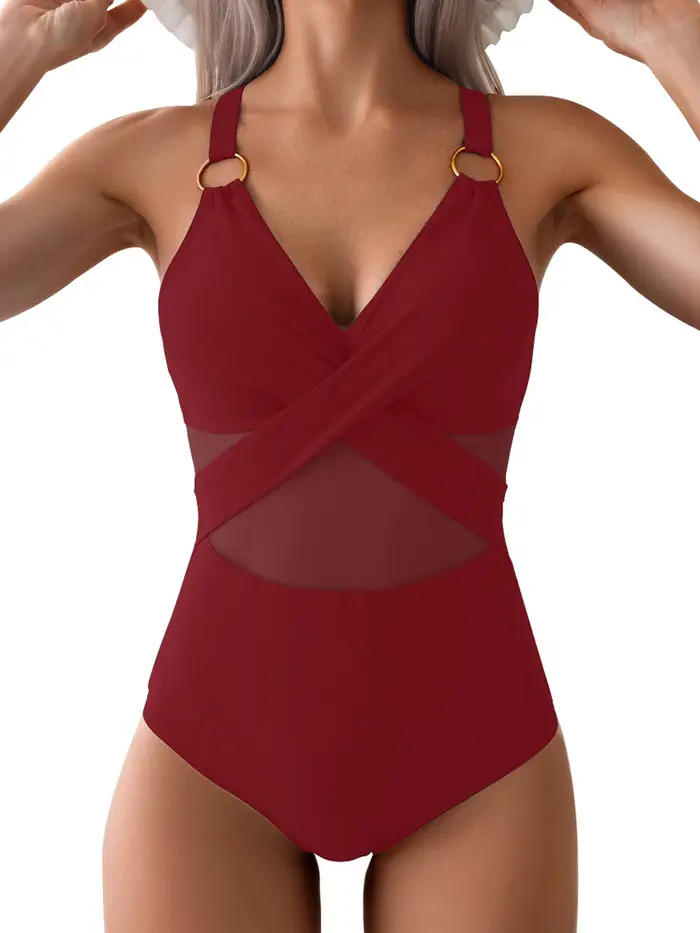 Maillot de bain une pièce sexy 2026 pour femme - Tenue de plage maille froncée estivale