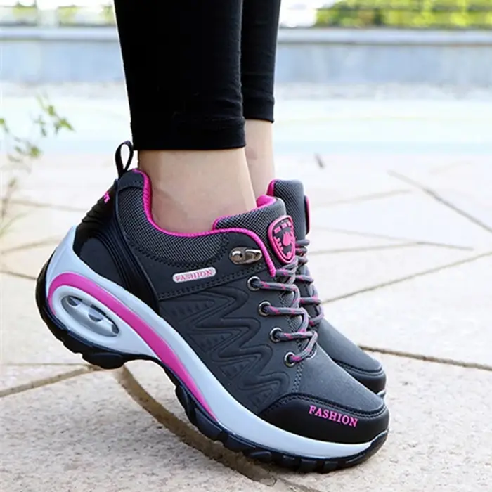 Baskets plateforme femme sport randonnée - Chaussures mode antidérapantes running décontractées outdoor