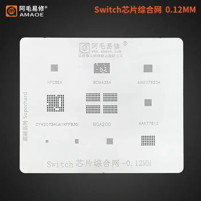 Amaoe-BIncome 200/BCM4354/Prévention 77620A/inverser CBEA 18/Template for Nintend Switch Steel Mesh 