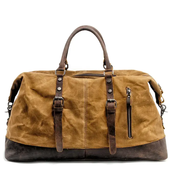 MUCHUAN hommes sacs de voyage M sacs à bagages à main toile cuir voyage sacs polochon sacs à bandoul