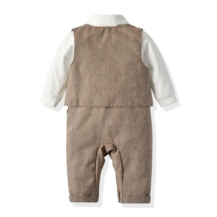 Costume Gentleman pour Bébé Garçon Veste Barboteuse Chapeau Tenue Printemps Automne Occasions Spéciales