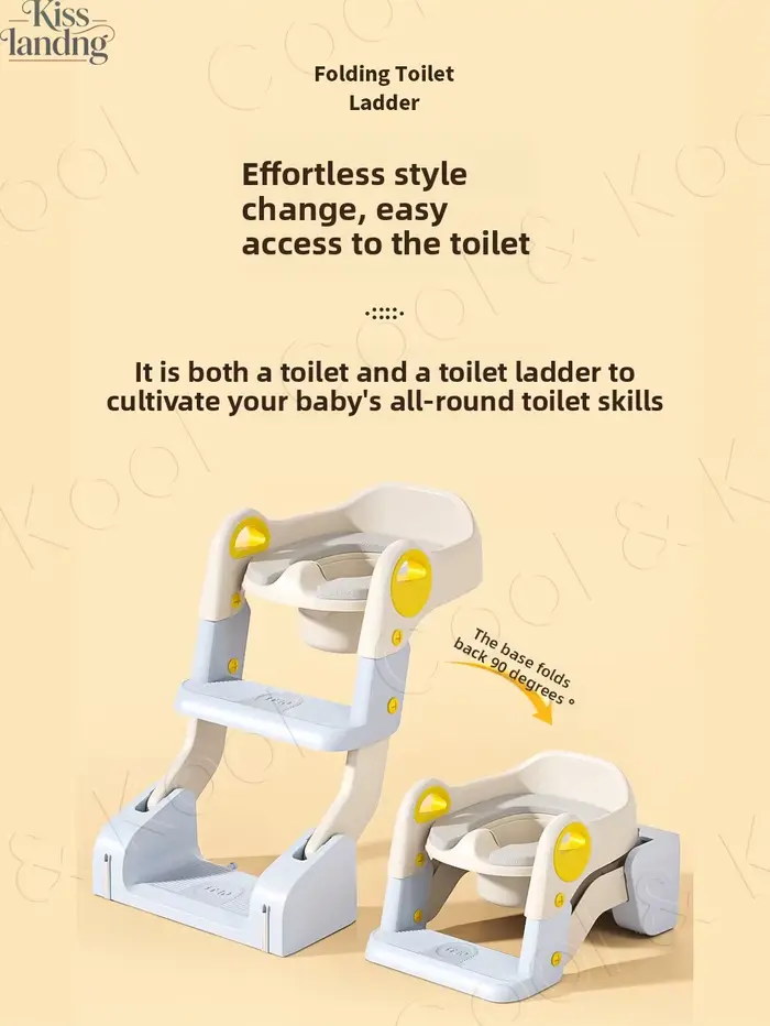 Siège d'apprentissage de la propreté 2-en-1 tout-en-un, marchepied de toilette pliable pour tout-pet