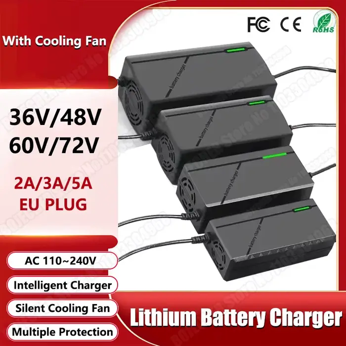 Chargeur intelligent 36V 48V 60V 72V pour vélo électrique 10S 13S 16S 20S recharge rapide prise UE occasionnel et régulier