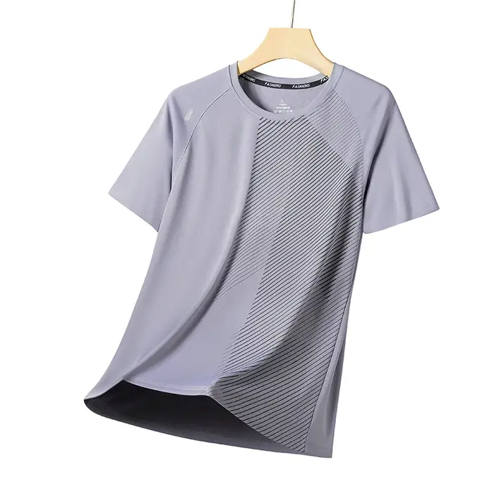 T-shirt d'été pour homme léger, respirant, tendance, tie-dye, en soie glacée, pour la course à pied,