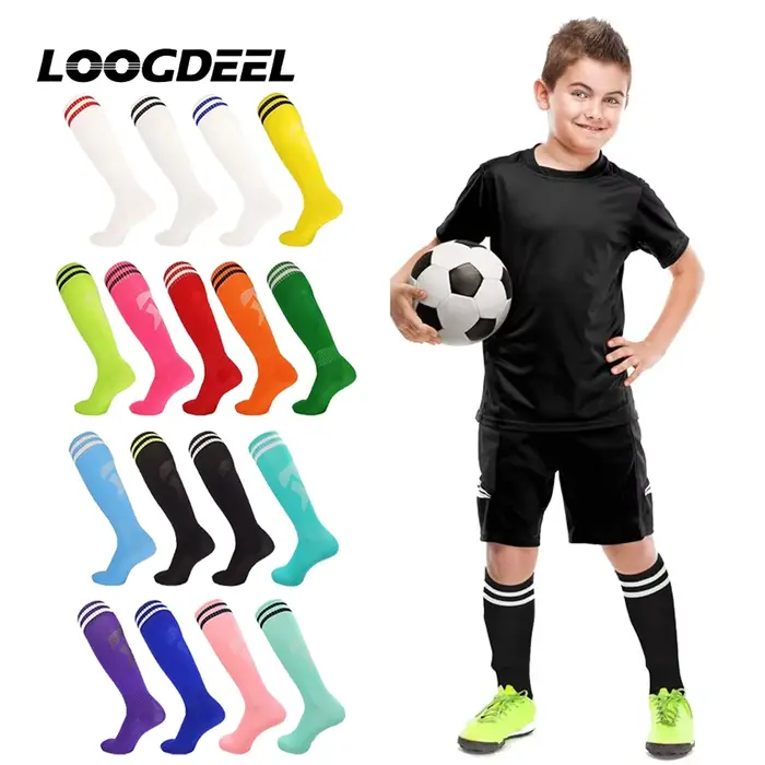 Chaussettes de football Loogdeel, chaussettes longues en coton pour adultes et enfants, chaussettes 