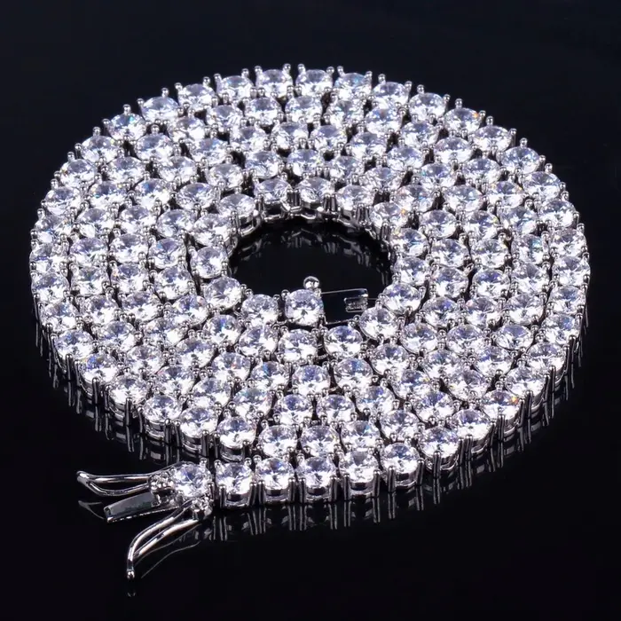 TOPGRILLZ 3mm-10mm glacé Bling AAA Zircon 1 rangée chaîne de Tennis collier hommes Hip Hop bijoux or