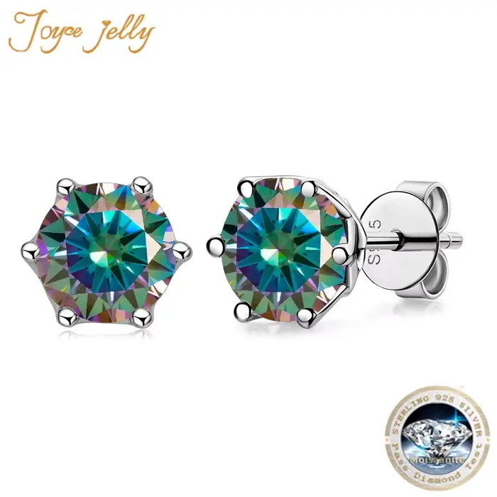 JoyceJelly 1/2/4CT VVS D couleur Moissanite coupe russe 8H8A laboratoire diamant boucles d'oreilles 