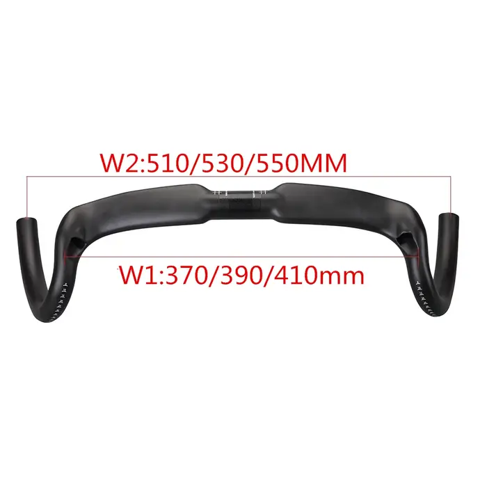 Guidon en carbone pour gravel cyclocross route guidon évasé angle 30 degrés dimensions 370 390 410 mm carbone légèrement courbé pour conduire confortablement