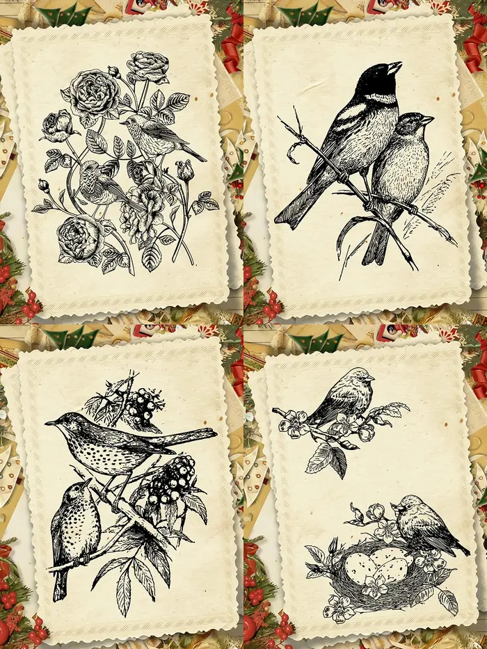 AZXenon-Tampons Transparents Oiseaux Vintage pour Bricolage, Scrapbooking, Carte en Papier, Album Ex