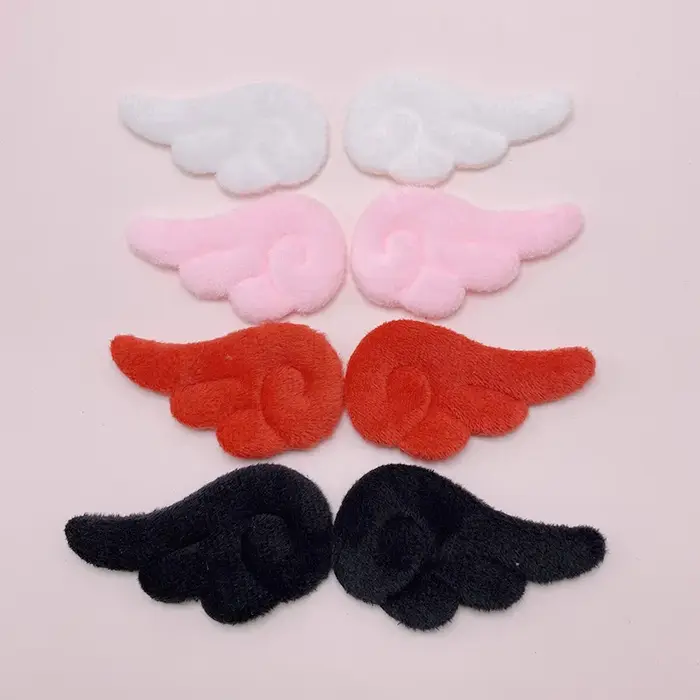 7*4Cm 40 pièces/lot peluche feutre aile d'ange rembourré Appliques pour bricolage enfants pince à ch