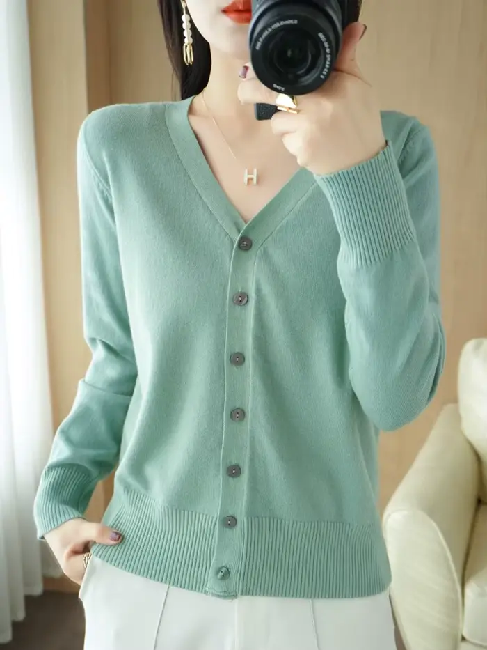 Début de l'automne nouveau Andy cachemire tricot Cardigan col en v couleur unie mode haute qualité c
