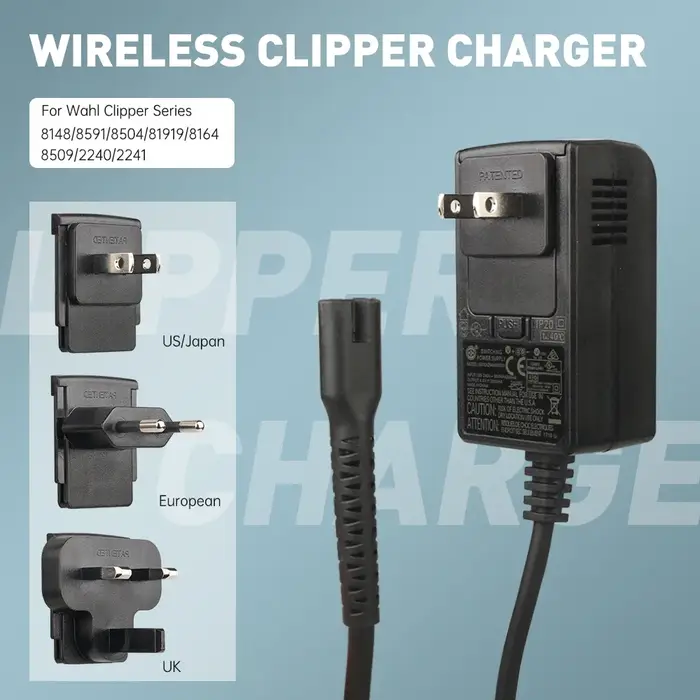 Adaptateur d'alimentation pour tondeuse à cheveux pour hommes, chargeur rapide, prise européenne et 