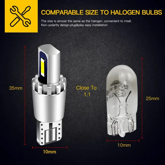 2 ampoules de stationnement LED W5W T10 pour Mini Cooper R50 R53 F55 F56 R56 F54 R55 F57 R52 R57 R60