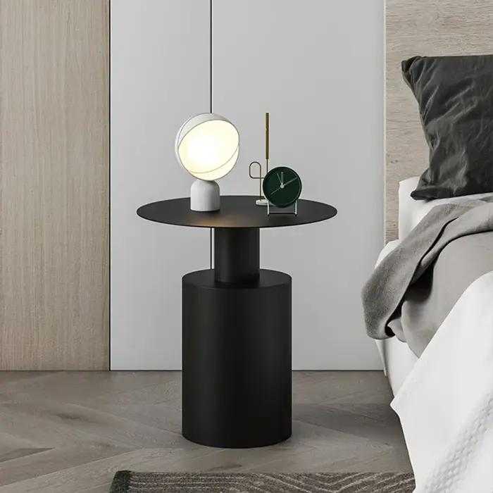 Table d'appoint ronde en fer de style nordique, luxe minimaliste, pour salon, coin de lit, plateau, 