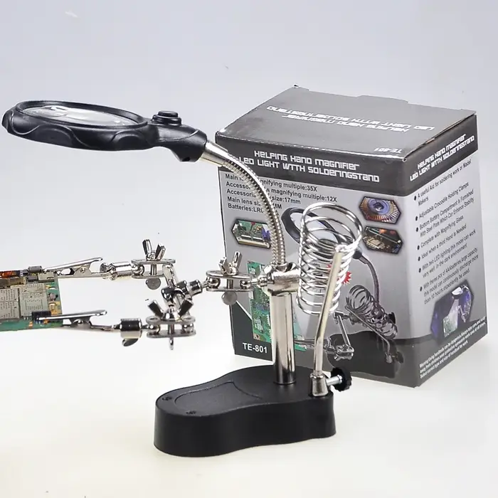 Support de Station de fer à souder avec loupe de soudage, pince à pince, aide à la troisième main, l