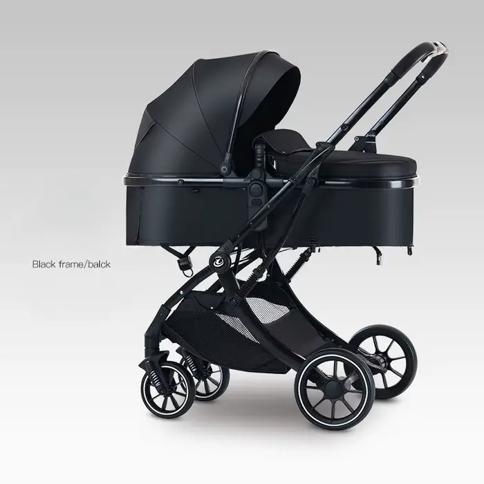 Nouvelle poussette bébé 2-en-1 légère, haute vue, pliable, bidirectionnelle à quatre roues avec mous