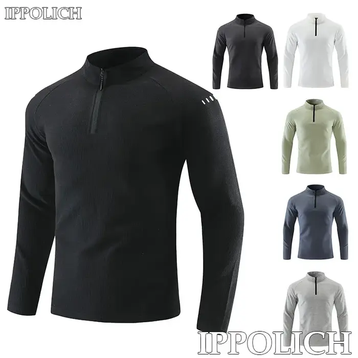 T-shirt réfléchissant à manches longues pour hommes, vêtements de sport, manteau noir respirant, pou