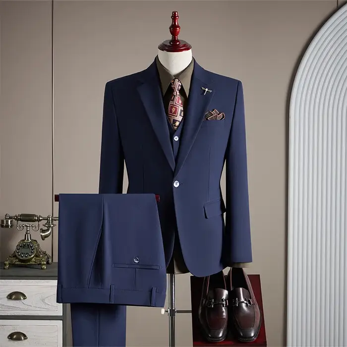 Ensemble de costume de couleur unie pour hommes, de haute qualité, à la mode et élégant, grande tail