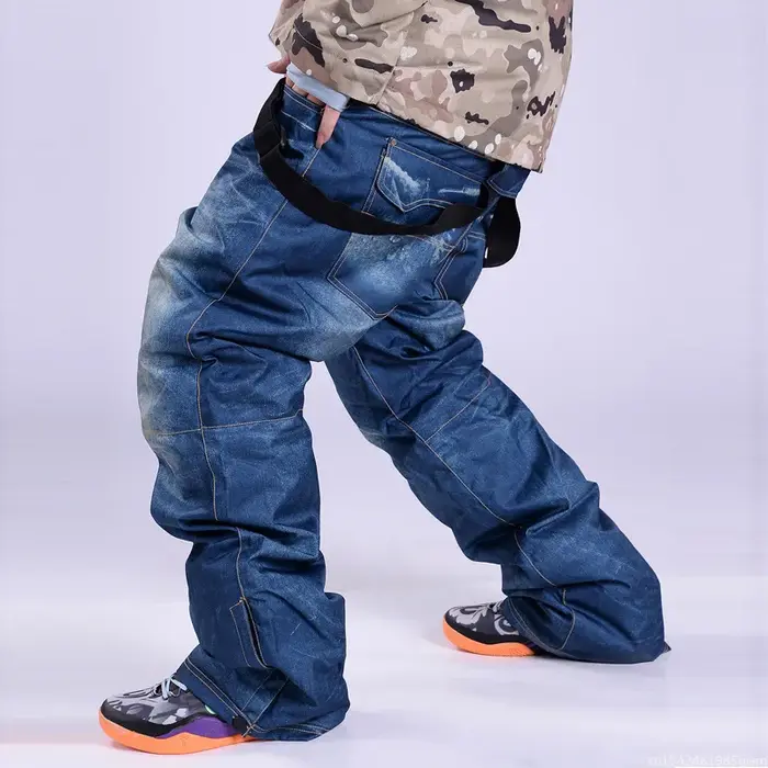 Pantalon de ski en denim pour hommes, nouveau style, bretelles, pantalon de ski en denim, patinage, 