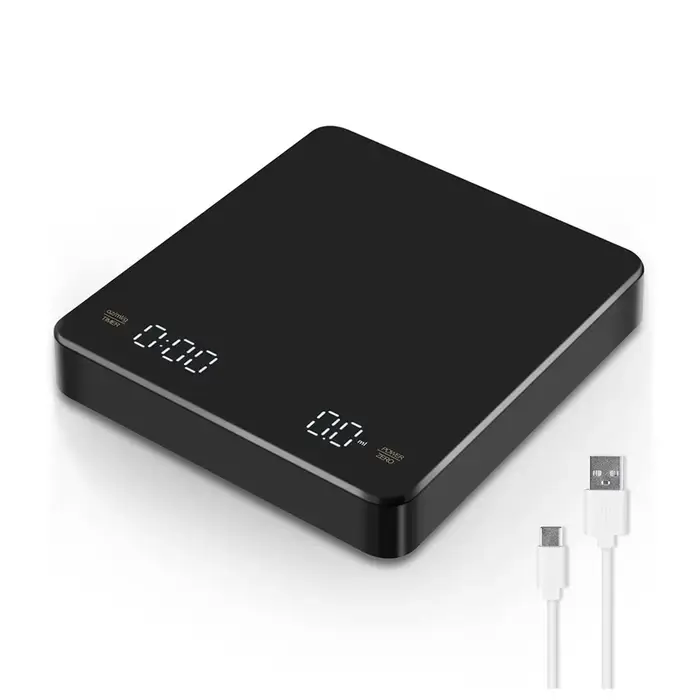 Balance à café numérique avec minuterie, écran LED, expresso, USB, 3kg max, pesée de 0.1g, mesures d