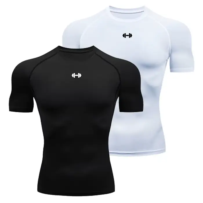 T-shirt de compression pour hommes été - Séchage rapide et élastique pour course et sport