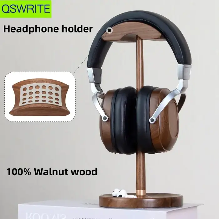 Support pour écouteurs en bois de noyer, style minimaliste, support de rangement pour écouteurs en b